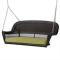 Jeco Jeco W00202S-A-FS029 Espresso Wicker Porch Swing With Green Cushion W00202S-A-FS029